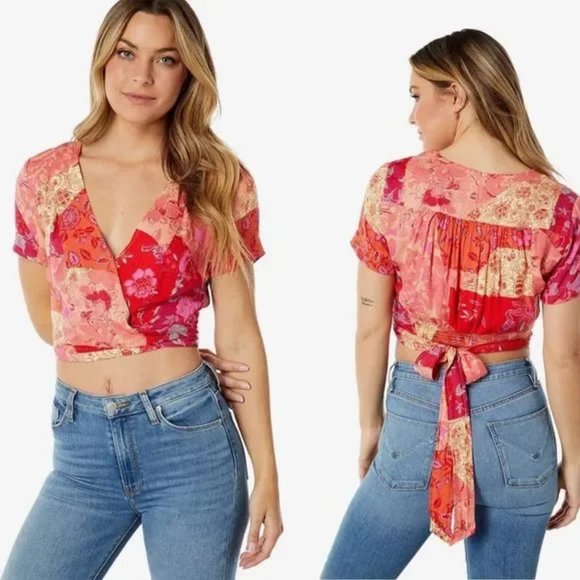 Free People - Ashley Summer Wrap Crop Top in Fun Combo - Picture 4 of 16